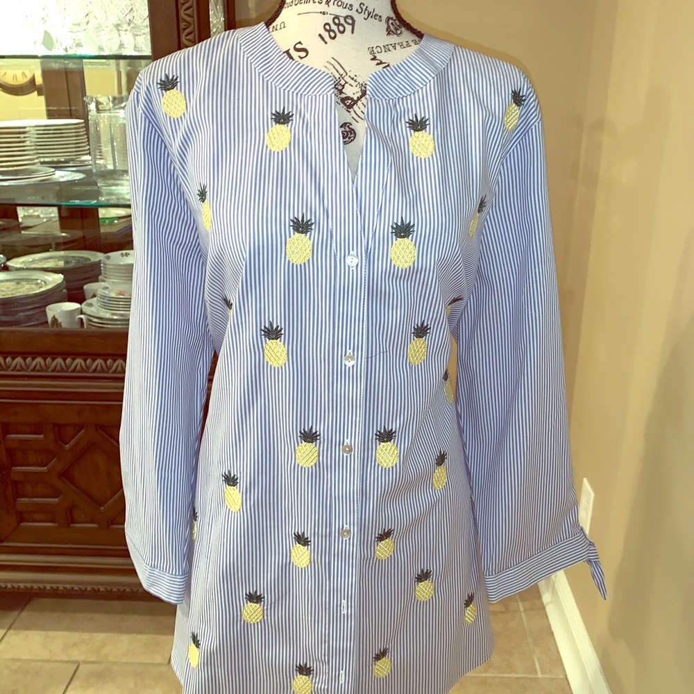 Westbound Pineapple Embroidered Blouse NWT